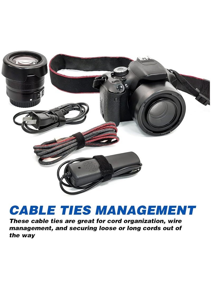 80PCS Reusable Cable Ties, Black Adjustable 6-Inch Cord Organizer Ties, Multi-purpose Hook Loop Cable Management Wire Ties for Organizing Home, Office, Data Centers - Image 3